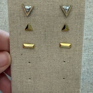 Gold and White Geometric Earrings Set